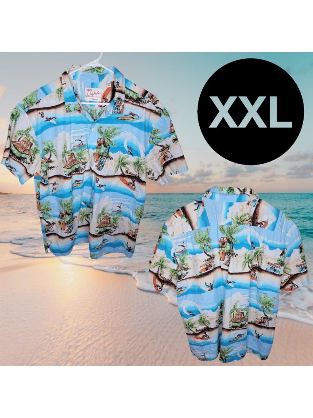 Kahala John Severson Shirt Mens XXL Hawaiian Aloha Rayon Surf Print
